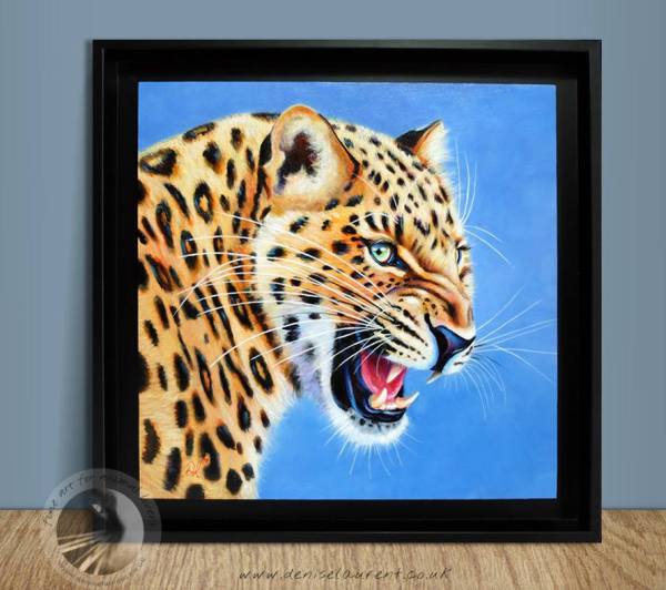 acrylic painting on panel amur leopard