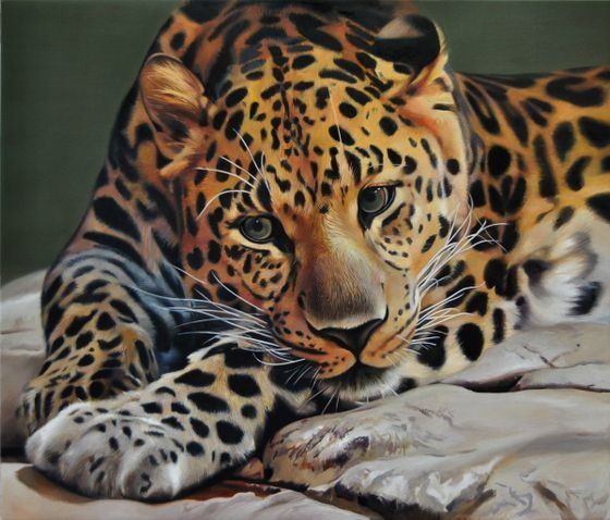 oil canvas original painting leopard Valeri Tsvetkov